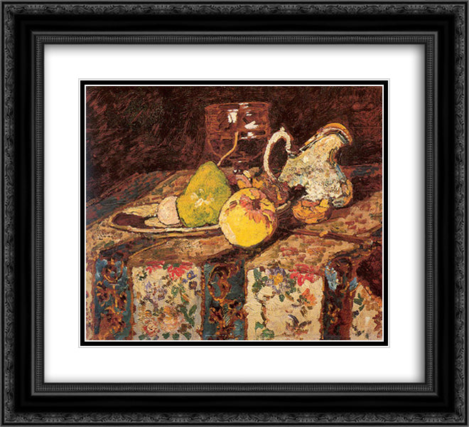 Still Life with White Pitcher 22x20 Black Ornate Wood Framed Art Print Poster with Double Matting by Monticelli, Adolphe Joseph Thomas