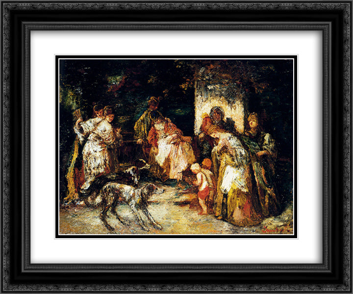 The Offering 24x20 Black Ornate Wood Framed Art Print Poster with Double Matting by Monticelli, Adolphe Joseph Thomas