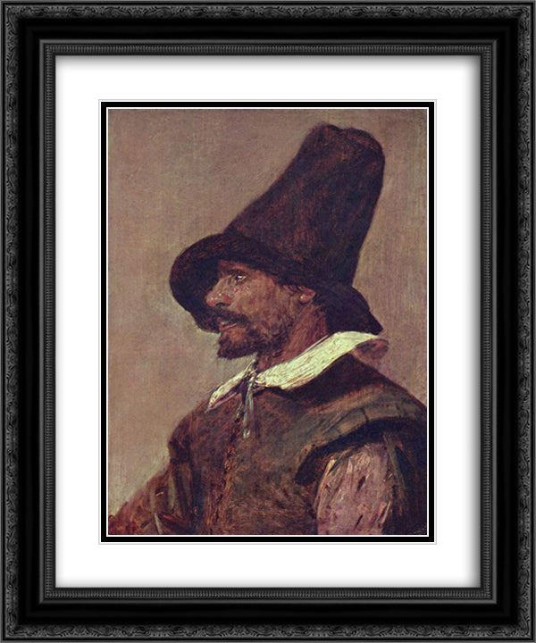 Portrait of a Man 20x24 Black Ornate Wood Framed Art Print Poster with Double Matting by Brouwer, Adriaen
