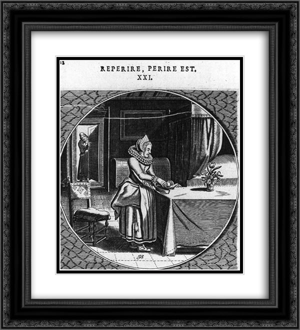 Emblem 20x22 Black Ornate Wood Framed Art Print Poster with Double Matting by Venne, Adriaen van de