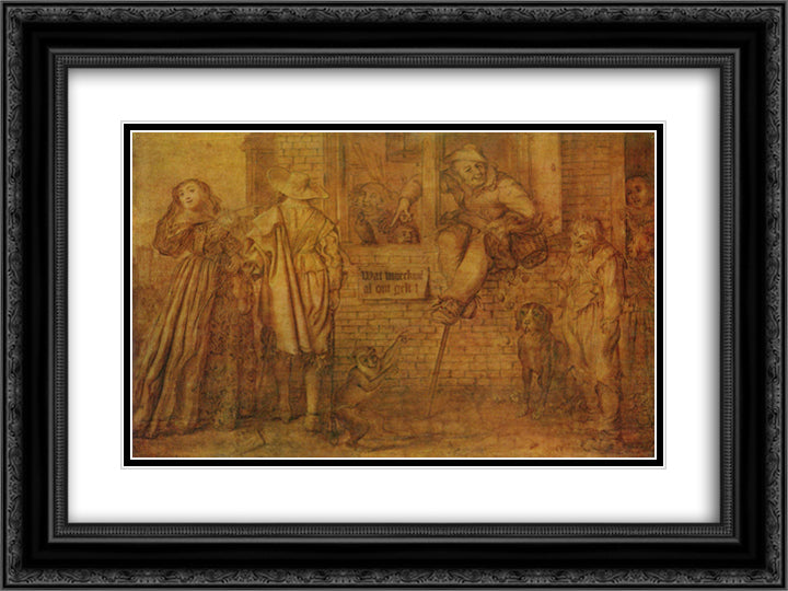 What Won't People Do for Money 24x18 Black Ornate Wood Framed Art Print Poster with Double Matting by Venne, Adriaen van de
