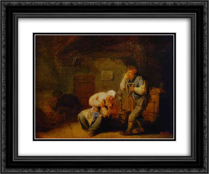 Sense of Smell 24x20 Black Ornate Wood Framed Art Print Poster with Double Matting by Ostade, Adriaen van