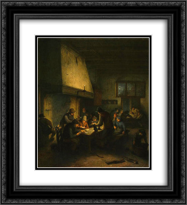 Tavern Scene 20x22 Black Ornate Wood Framed Art Print Poster with Double Matting by Ostade, Adriaen van