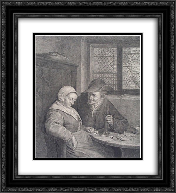 The Call 20x22 Black Ornate Wood Framed Art Print Poster with Double Matting by Ostade, Adriaen van