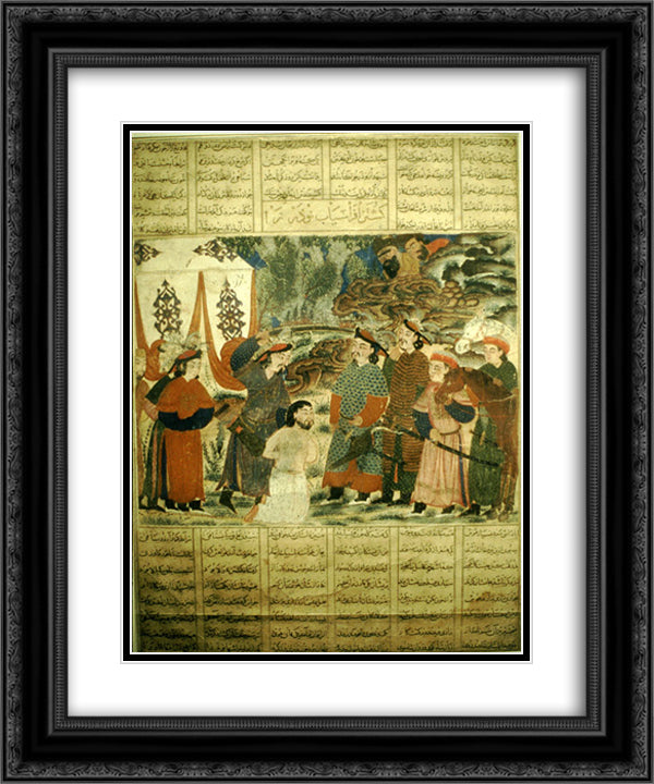 Afrasyab kills Navdar 20x24 Black Ornate Wood Framed Art Print Poster with Double Matting by Musa, Ahmad