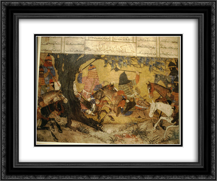 Ardashir fights Bahman 24x20 Black Ornate Wood Framed Art Print Poster with Double Matting by Musa, Ahmad