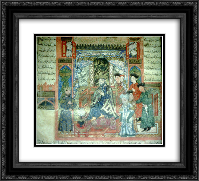 Isfandiyar approaches Gushtasp 22x20 Black Ornate Wood Framed Art Print Poster with Double Matting by Musa, Ahmad
