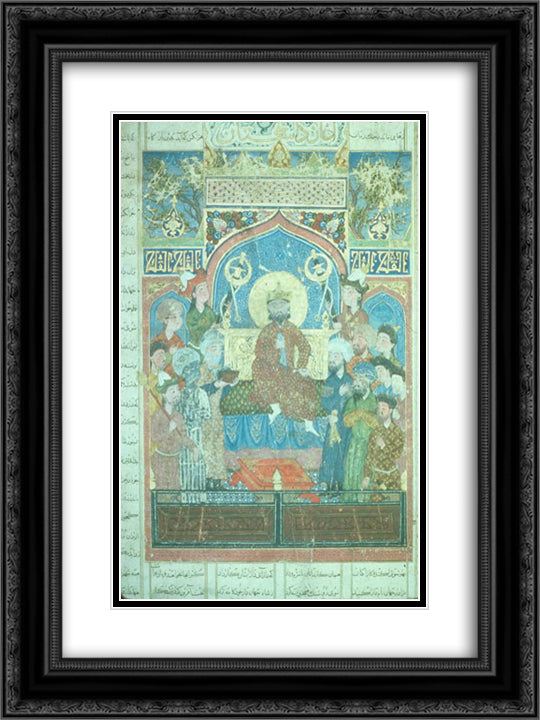 Iskandar enthroned 18x24 Black Ornate Wood Framed Art Print Poster with Double Matting by Musa, Ahmad