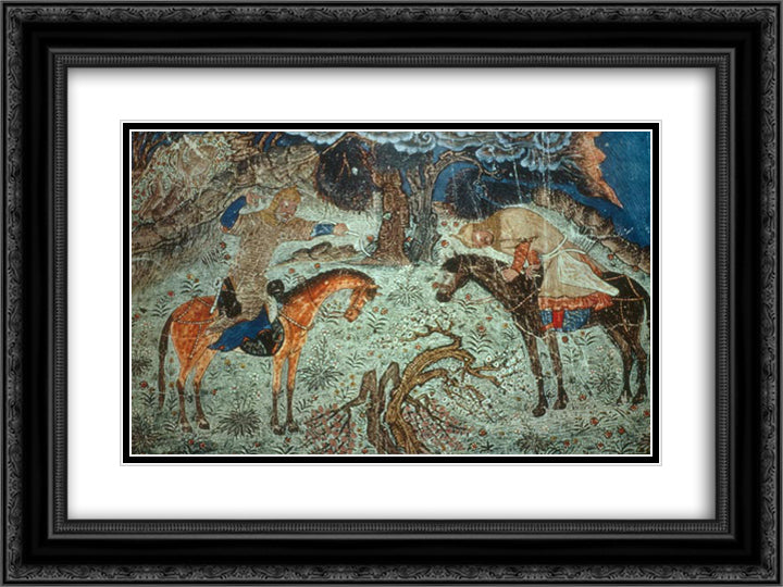 Rustam kills Istendiyar 24x18 Black Ornate Wood Framed Art Print Poster with Double Matting by Musa, Ahmad
