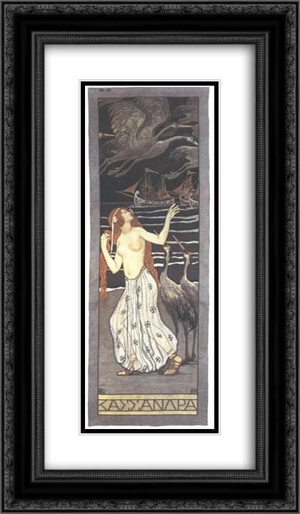 Cassandra 14x24 Black Ornate Wood Framed Art Print Poster with Double Matting by Korosfoi Kriesch, Aladar