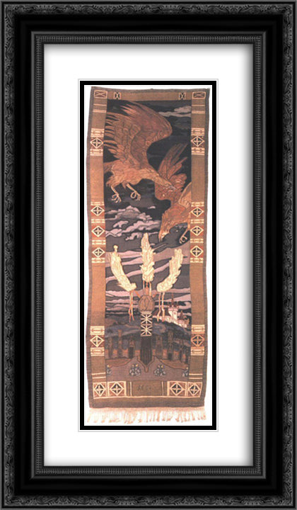 Eagles above the Hero's Grave 14x24 Black Ornate Wood Framed Art Print Poster with Double Matting by Korosfoi Kriesch, Aladar