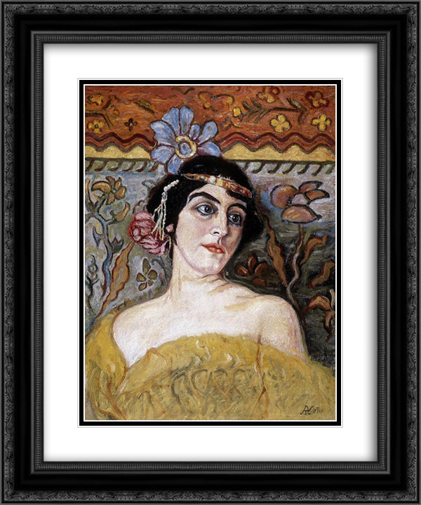 Lady with Tiara 20x24 Black Ornate Wood Framed Art Print Poster with Double Matting by Korosfoi Kriesch, Aladar