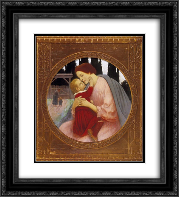 Madonna 20x22 Black Ornate Wood Framed Art Print Poster with Double Matting by Korosfoi Kriesch, Aladar