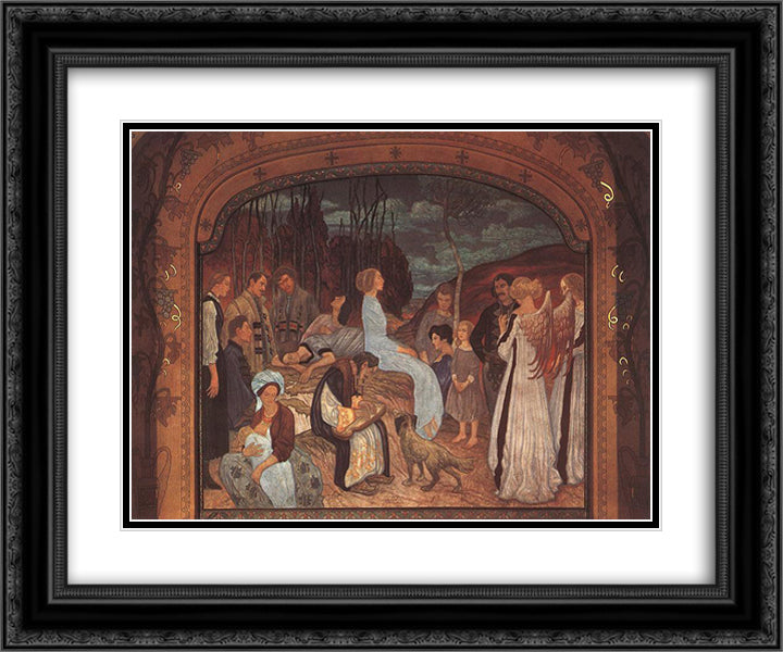 Szekely Folk Tales 24x20 Black Ornate Wood Framed Art Print Poster with Double Matting by Korosfoi Kriesch, Aladar