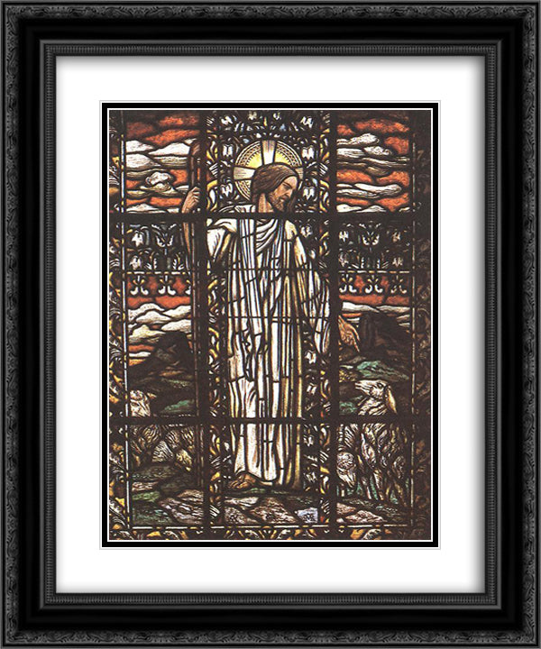 The Good Pastor 20x24 Black Ornate Wood Framed Art Print Poster with Double Matting by Korosfoi Kriesch, Aladar