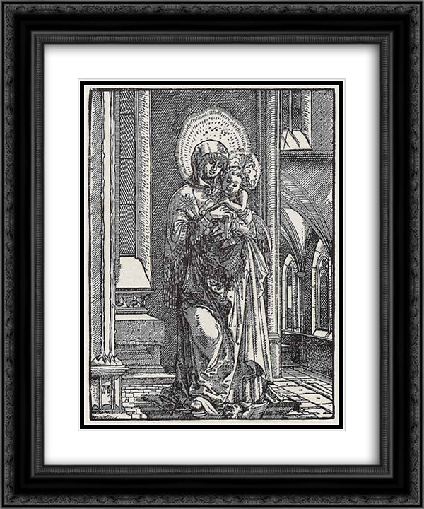 Beautiful Mary in the Church 20x24 Black Ornate Wood Framed Art Print Poster with Double Matting by Altdorfer, Albrecht