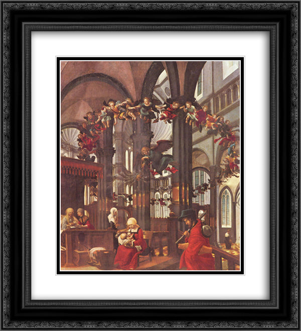 Birth of Mary 20x22 Black Ornate Wood Framed Art Print Poster with Double Matting by Altdorfer, Albrecht