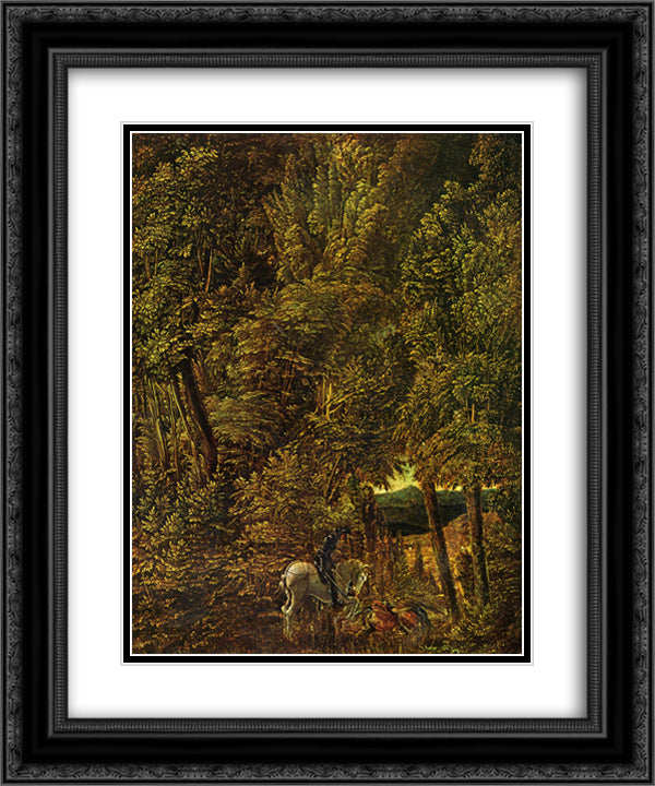 Countryside of wood with Saint George fighting the dragon 20x24 Black Ornate Wood Framed Art Print Poster with Double Matting by Altdorfer, Albrecht