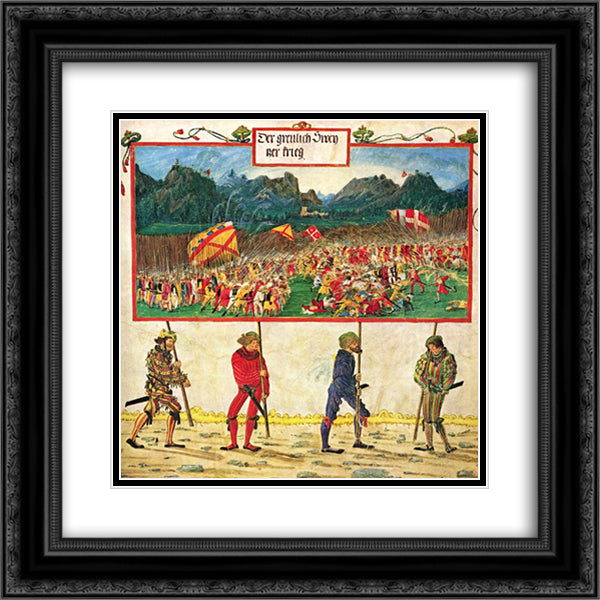 Emperor Maximilian triumphal 20x20 Black Ornate Wood Framed Art Print Poster with Double Matting by Altdorfer, Albrecht