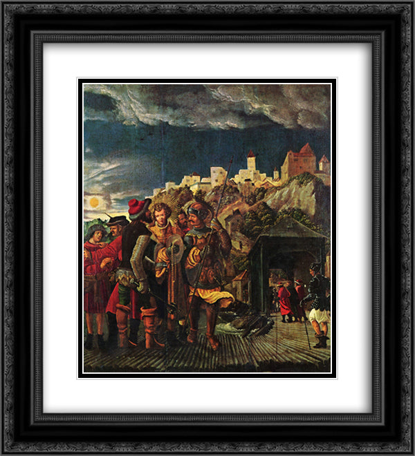 Florian result, scenes for legend of St. Florian 20x22 Black Ornate Wood Framed Art Print Poster with Double Matting by Altdorfer, Albrecht
