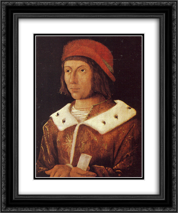 Friedrich der Siegreiche 20x24 Black Ornate Wood Framed Art Print Poster with Double Matting by Altdorfer, Albrecht