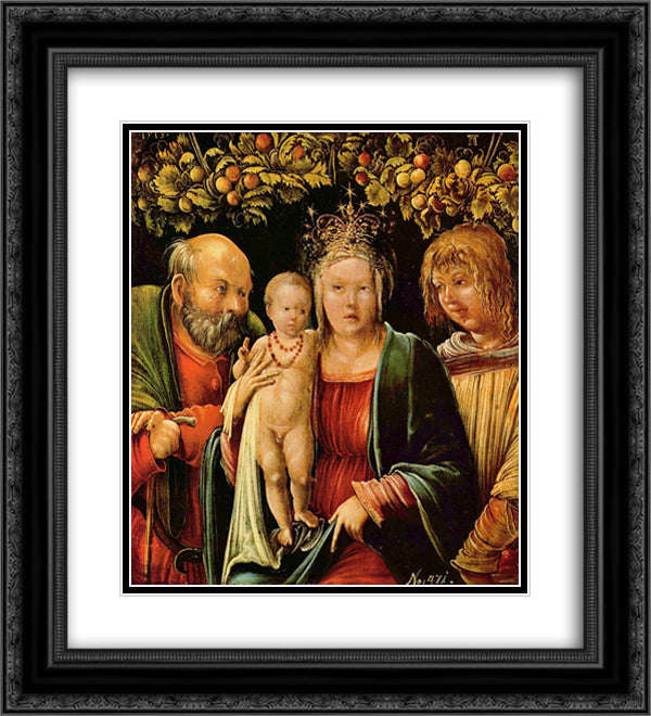 Holy Family with an Angel 20x22 Black Ornate Wood Framed Art Print Poster with Double Matting by Altdorfer, Albrecht