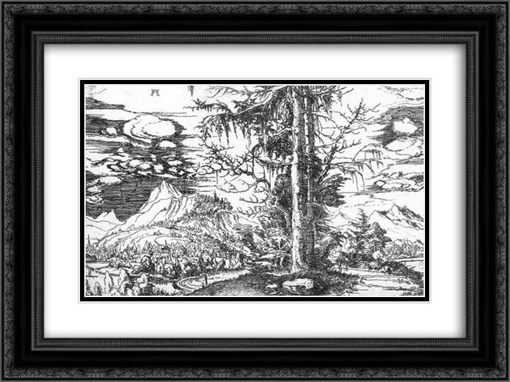 Landscape 24x18 Black Ornate Wood Framed Art Print Poster with Double Matting by Altdorfer, Albrecht