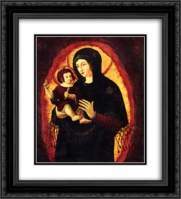 Madonna (Beautiful Maria of Regensburg) 20x22 Black Ornate Wood Framed Art Print Poster with Double Matting by Altdorfer, Albrecht