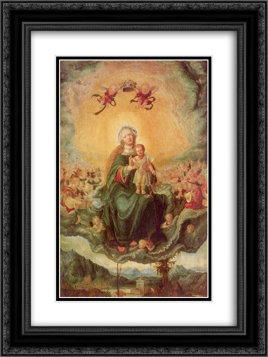 Mary in Glory 18x24 Black Ornate Wood Framed Art Print Poster with Double Matting by Altdorfer, Albrecht
