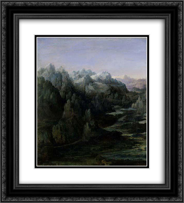 Mountain Range 20x22 Black Ornate Wood Framed Art Print Poster with Double Matting by Altdorfer, Albrecht