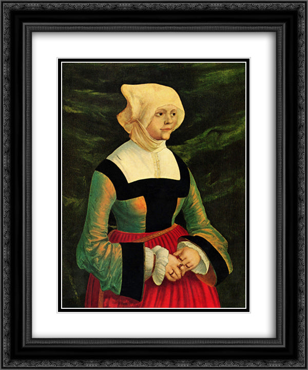 Portrait of a Woman 20x24 Black Ornate Wood Framed Art Print Poster with Double Matting by Altdorfer, Albrecht