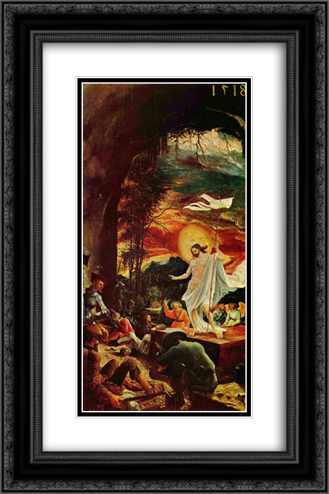 Resurrection of Christ 16x24 Black Ornate Wood Framed Art Print Poster with Double Matting by Altdorfer, Albrecht