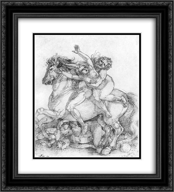 Abduction 20x22 Black Ornate Wood Framed Art Print Poster with Double Matting by Durer, Albrecht