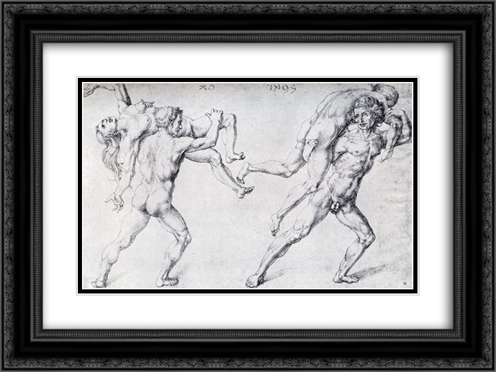 Abduction Of A Woman (Rape Of The Sabine Women) 24x18 Black Ornate Wood Framed Art Print Poster with Double Matting by Durer, Albrecht