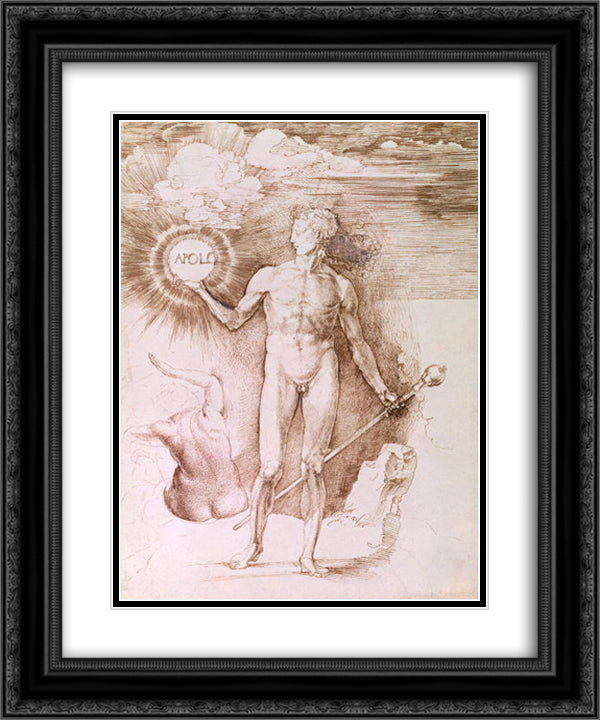 Apollo 20x24 Black Ornate Wood Framed Art Print Poster with Double Matting by Durer, Albrecht