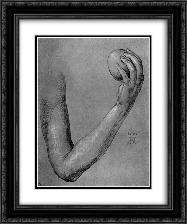 Arm of Eve 20x24 Black Ornate Wood Framed Art Print Poster with Double Matting by Durer, Albrecht