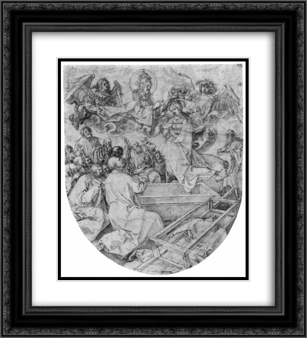 Assumption and Coronation of the Virgin 20x22 Black Ornate Wood Framed Art Print Poster with Double Matting by Durer, Albrecht