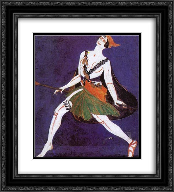 Costume Design for the play Famira Kifared by Innokentiy Annenski. Maenad. 20x22 Black Ornate Wood Framed Art Print Poster with Double Matting by Ekster, Aleksandra