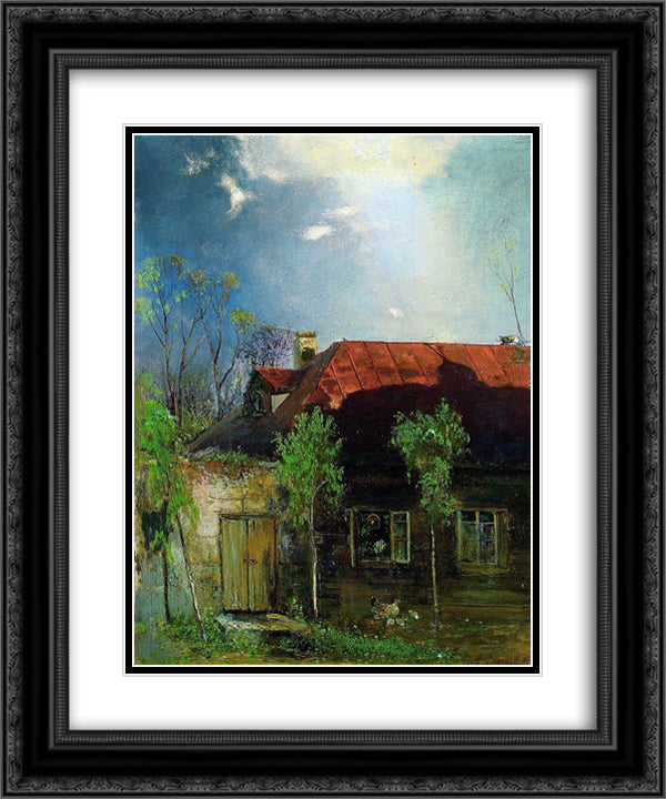 Little House in the province. Spring 20x24 Black Ornate Wood Framed Art Print Poster with Double Matting by Savrasov, Aleksey