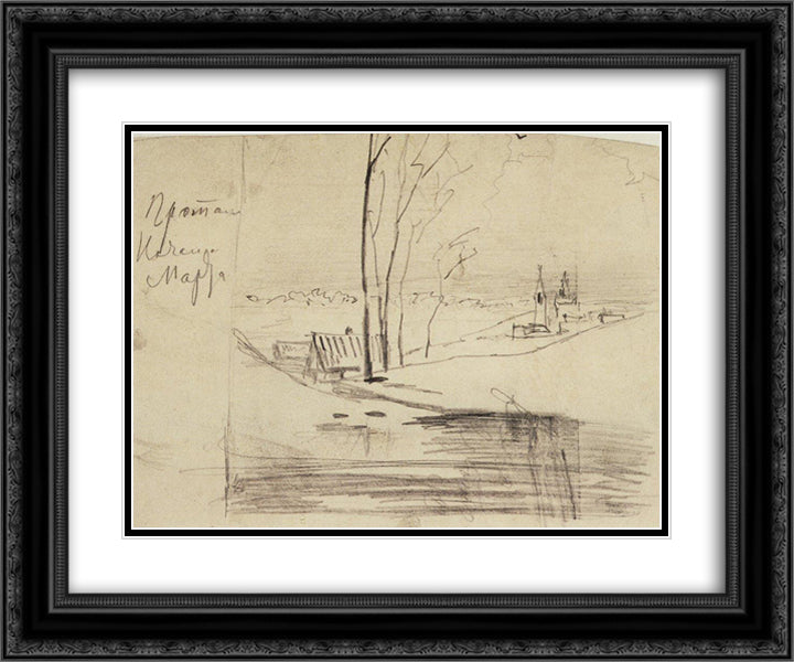 Thaw. Beginning of March 24x20 Black Ornate Wood Framed Art Print Poster with Double Matting by Savrasov, Aleksey