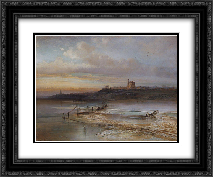 Thaw. Yaroslavl. 24x20 Black Ornate Wood Framed Art Print Poster with Double Matting by Savrasov, Aleksey