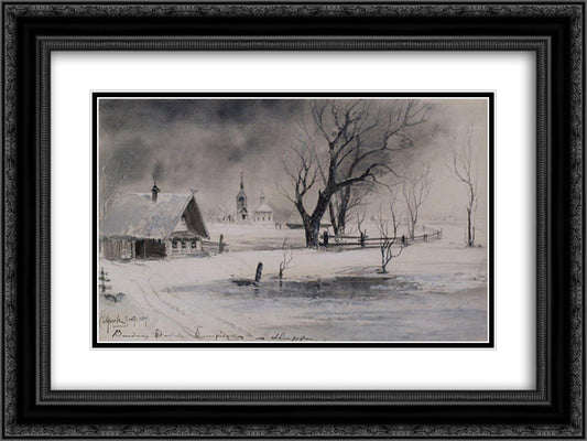 Thaw 24x18 Black Ornate Wood Framed Art Print Poster with Double Matting by Savrasov, Aleksey
