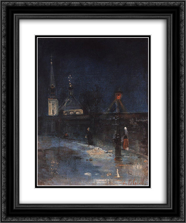 To matins 20x24 Black Ornate Wood Framed Art Print Poster with Double Matting by Savrasov, Aleksey