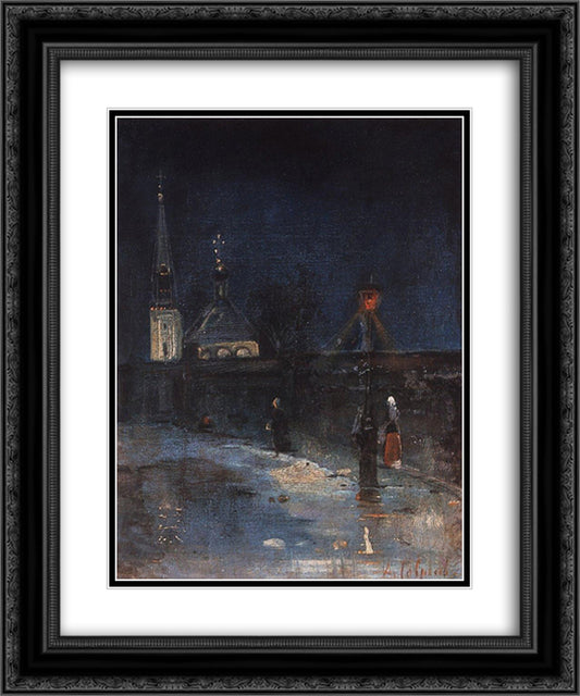 To matins 20x24 Black Ornate Wood Framed Art Print Poster with Double Matting by Savrasov, Aleksey