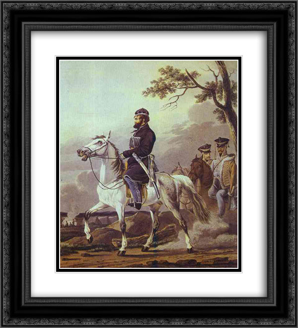 Portrait of Denis Davydov 20x22 Black Ornate Wood Framed Art Print Poster with Double Matting by Orlowski, Alexander