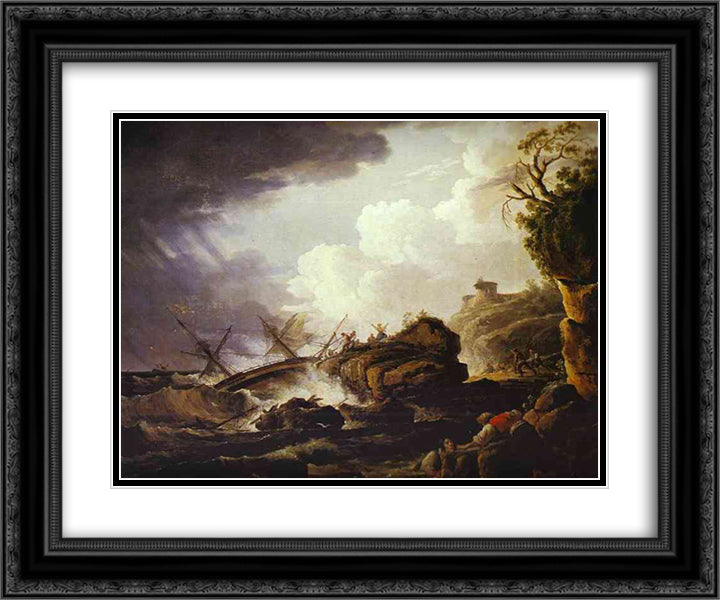 Shipwreck 24x20 Black Ornate Wood Framed Art Print Poster with Double Matting by Orlowski, Alexander