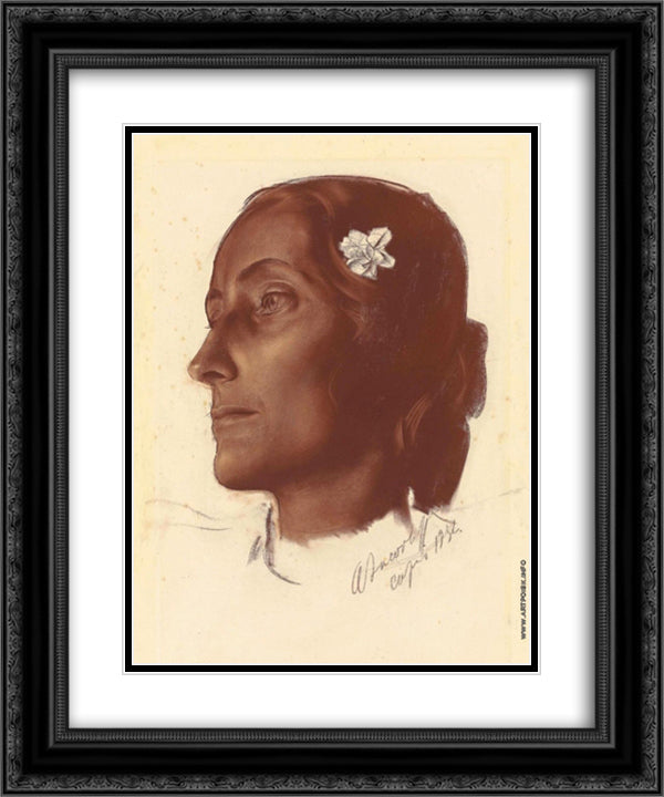 A Girl from Capri 20x24 Black Ornate Wood Framed Art Print Poster with Double Matting by Jacovleff, Alexandre