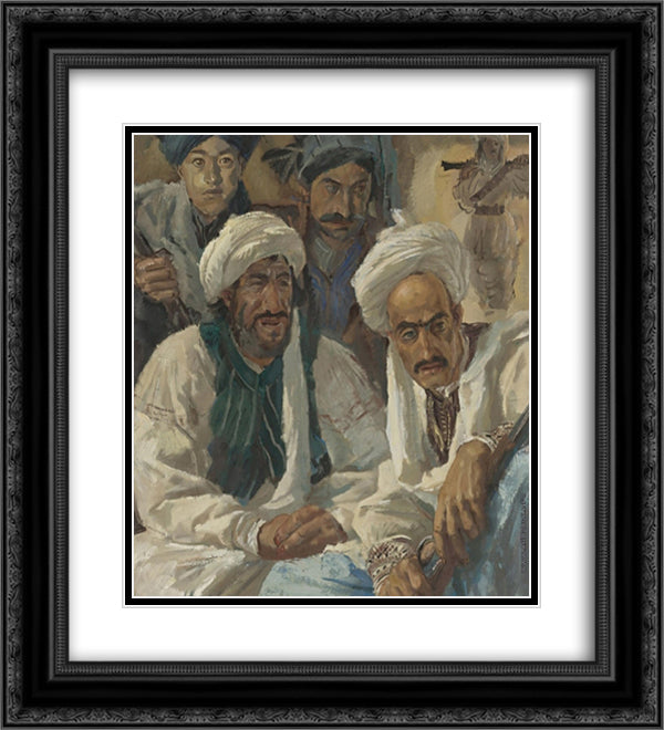 Afghans 20x22 Black Ornate Wood Framed Art Print Poster with Double Matting by Jacovleff, Alexandre