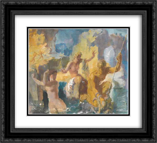 Allegory 22x20 Black Ornate Wood Framed Art Print Poster with Double Matting by Jacovleff, Alexandre