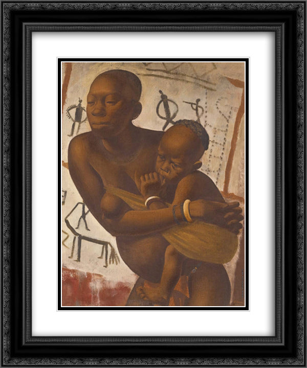 Banda Woman with a Child 20x24 Black Ornate Wood Framed Art Print Poster with Double Matting by Jacovleff, Alexandre